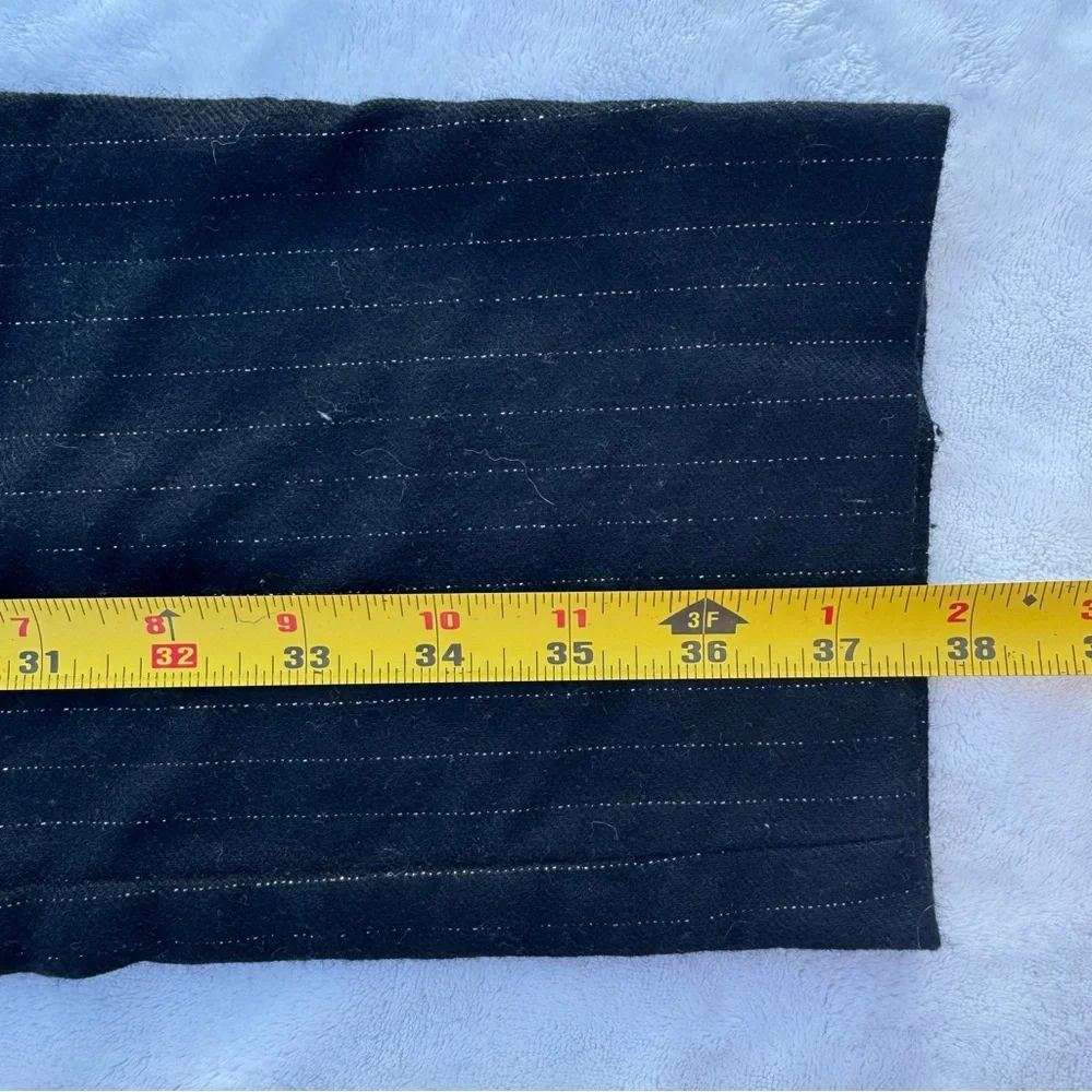 ZARA Man Black Wool Dress Pants with Metallic Silver Stripes - Picture 8 of 8